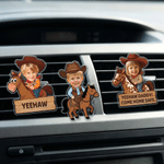 Personalized Cartoon Cowboy Photo Car Vent Clip Sun Visor Clip Rearview Mirror Ornament with Text Car Accessories Birthday Gift for Drivers Parents 1