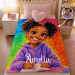 Gepersonaliseerde cartoon-olieverfschilderij-fotodeken met naam – woondecoratie, verjaardags- en kerstcadeau voor kinderen en meisjes 6