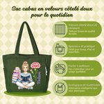 Sac fourre-tout en velours côtelé personnalisé avec photo nom et fleur de naissance - Cadeau Noël et anniversaire pour amoureux des livres 10