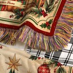 Personalized Vintage Christmas Reindeer Snowman Tassel Throw Blanket with Text Festive Christmas Gift for Family