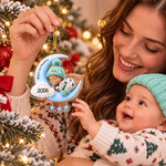 Personalized Baby’s First Christmas Moon Ornament with Name and Year Tree Decor Christmas Gift for Parent Baby 2