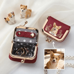 Personalised Watercolor Style Pet Photo PU Leather Jewellery Case with Name Christmas Birthday Gift for Women Pet Owner 1