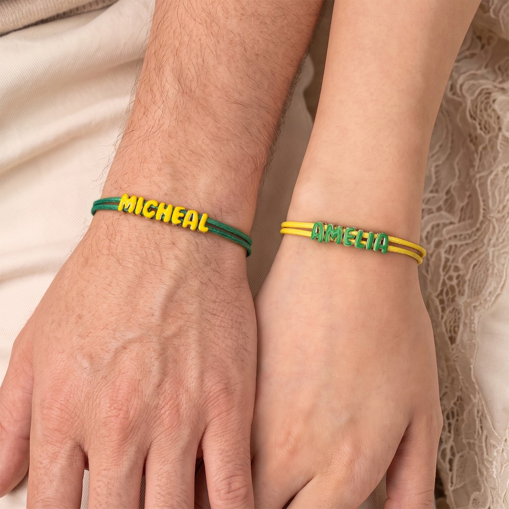 Personalized Macaron Bubble Letter Sterling Silver Adjustable Rope Bracelet with Name Birthday Christmas Gift for Friends Family 7