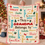 Gepersonaliseerde kerst-woordwolk: warme plaid met titel en namen van gezinsleden – woondecoratie en kerstcadeau voor familie en vrienden 1