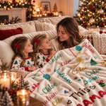 Gepersonaliseerde kerst-woordwolk: warme plaid met titel en namen van gezinsleden – woondecoratie en kerstcadeau voor familie en vrienden 3