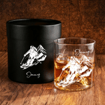 Personalized Skiing Silhouette Cut-Out Mountain Whisky Glass Box Set with Name Bar Party Accessory Birthday Christmas Gift for Man Whiskey Lover 5