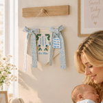 Personalised Embroidery Rustic Style Flowers Banner Decoration with Text  Tag Baby Bedside Decoration Hospital Gift for Newborn 7