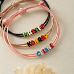 Personalized Macaron Bubble Letter Sterling Silver Adjustable Rope Bracelet with Name Birthday Christmas Gift for Friends Family 2