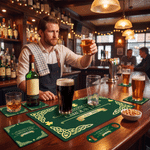 Personalized Vintage Irish Pub Bar Mat Coaster Bottle Opener Set with Pub Name and Year Bar Accessories Birthday Christmas Gift for Men Beer Lovers 2