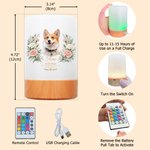 Personalized Oil Painting Pet Photo Birth Flower Touch Control Night Light with Name Year and Text Memorial Sympathy Gift for Loss of Pet 9