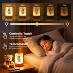 Luce notturna personalizzata, dimmerabile touch con telecomando, foto bambino stile acquerello, stelle e nome - Regalo di nascita per bambini