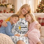 Personalised 1-16 Cartoon Line Art Kids Nightgown with Names and Side Pocket Daily Wear Birthday Christmas Gift for Grandma Mum 6