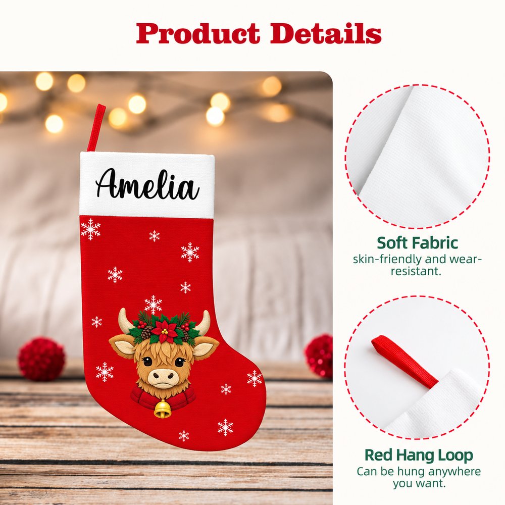 Personalized Cute Christmas Tree Santa Reindeer Elf Plush Christmas Stockings with Name Festive Christmas Gift for Family Kids 7