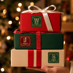 Personalized Retro Gold Initial Red Green Waterproof Square Stickers with Name Christmas Gift for Family Friends 3