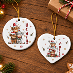 Personalised Christmas Highland Cow Snowflake Ceramic Ornament with Name Christmas Tree Decor Holiday Gift for Family Kids 2