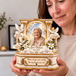Décoration en bois superposée personnalisée de style 3D représentant une arche dorée ornée, avec photo d'art, année et texte : cadeau de condoléances pour la famille et les amis 7
