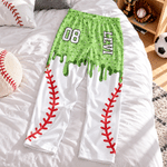 Personalised Sports Ball Ice Cream Drip Pattern Pyjama Pants with Name and Number Sports Training Birthday Gift for Men Women Kids Friends 6