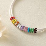 Personalized Macaron Bubble Letter Sterling Silver Adjustable Rope Bracelet with Name Birthday Christmas Gift for Friends Family 5