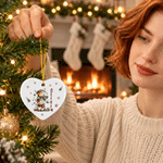 Personalised Christmas Highland Cow Snowflake Ceramic Ornament with Name Christmas Tree Decor Holiday Gift for Family Kids 3