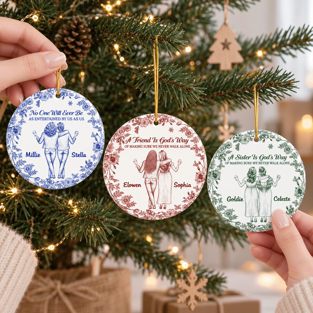 Personalized Best Friend Friendship Ceramic Ornament with Name Tree Decor Christmas Gift for Best Friend Sister 2