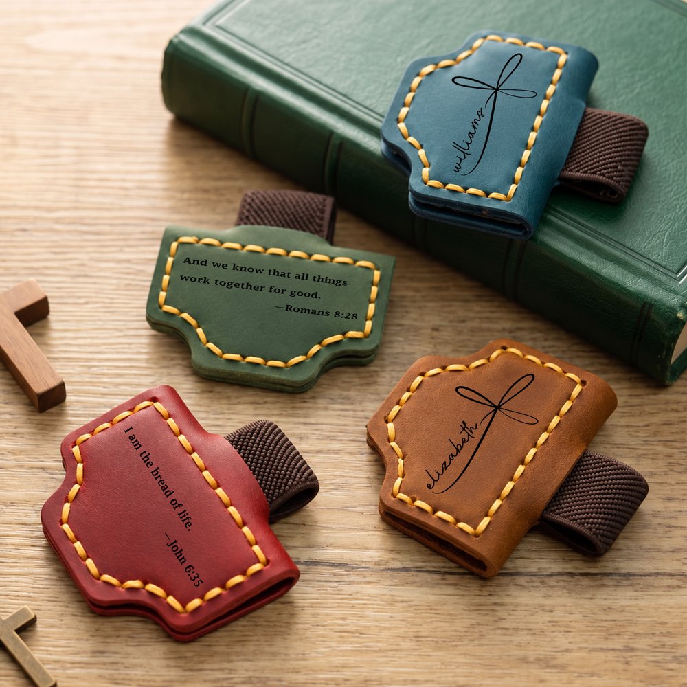 Personalised Bible Quote Leather Magnetic Bookmark Clip with Bible Verse & Name Daily Use Birthday Baptism Gift for Church Sister Christian Bookworm 3