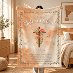 Personalized Cross Birth Flower Bible Verse Soft Throw Blanket with Name Home Decor Christmas Birthday Gift for Christians 1