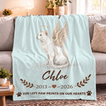 Personalized Angel Wing Pet Photo Soft Throw Blanket with Name and Year Home Decor Memorial Sympathy Gift for Pet Owner Lover 2