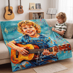 Personalized Oil Painting Style Guitarist Character Photo Soft Throw Blanket with Name Living Room Decor Birthday Gift for Music Lovers Friends 5