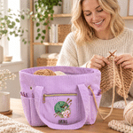 Personalised Crocheted Birthflower Corduroy Handbag with Name Birthday Christmas Gift for Crochet Lovers 5