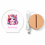 Placas acrílicas personalizadas con forma de círculo, con motivos de unicornio y flores de nacimiento, con luz nocturna, con nombre, para dormitorio infantil, regalo de cumpleaños para niñas 9