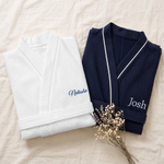 Personalized Embroidered Name Design Waffle Weave Bathrobe Honeymoon Anniversary Birthday Gift for Couple Bride Bridegroom 2