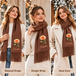 Personalised Multicolour Birth Flower Soft Warm Tassel Scarf Shawl with Name Daily Wear Winter Accessory Christmas Birthday Gift for Women 10