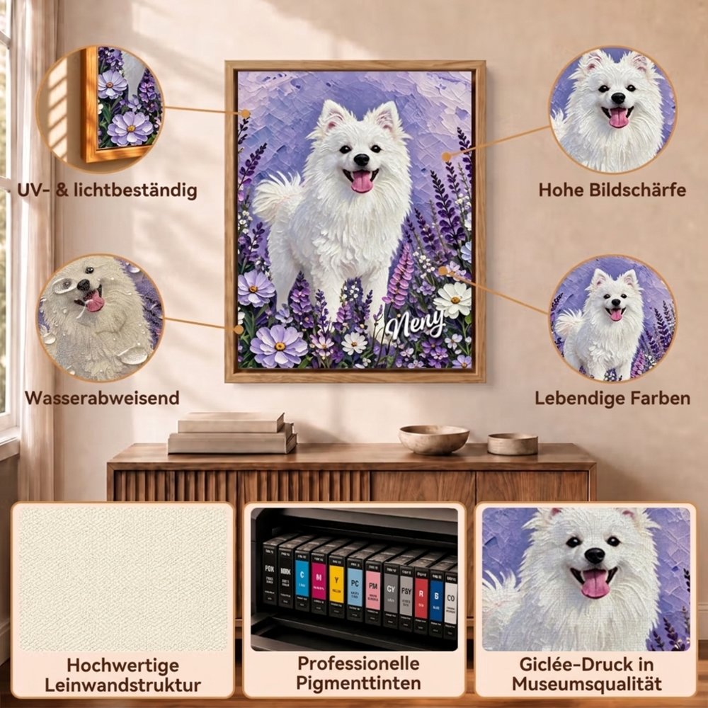Personalisiertes Leinwandbild im Ölgemälde-Stil | mit Haustierfoto & Name | Wandbild auf Keilrahmen | Geburtstagsgeschenk für Tierliebhaber 9