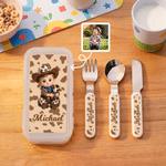 Personalisiertes 3-teiliges Besteckset im Western-Stil (Cowboy/Cowgirl) für Kinder: Gabel, Löffel, Messer im Etui mit Namen – für den täglichen Gebrauch, Geburtstagsgeschenk für Jungen und Mädchen 2