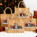 Personalized Santa Gingerbread Man Snowman Jute Tote Bag with Name Christmas Gift for Kids Family Friends 2