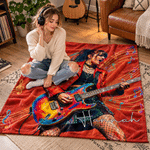 Personalized Oil Painting Style Guitarist Character Photo Soft Throw Blanket with Name Living Room Decor Birthday Gift for Music Lovers Friends 7
