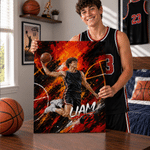 Personalised Oil Painting Style Basketball Player Photo Canvas Prints with Name and Number Home Wall Decor Birthday Gift for Basketball Lovers Players 2