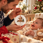 Coffret cadeau personnalisé « Highland Cow » : décoration en céramique avec prénom, décoration d'arbre, cadeau de premier Noël pour un nouveau-né 6