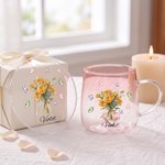Personalised Butterfly Birth Flower 3D Heart Ornament 15 oz Glass Mug with Name Mother's Day Birthday Gift for Mum Woman 2