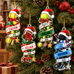 Décoration de Noël personnalisée en acrylique en forme de ballon de sport, avec prénom et année – Cadeau de Noël pour les sportifs, les fans de sport et les passionnés 2