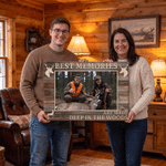 Personalised Wood Grain Deer Hunting Photo Collage Canvas Prints with Text Home Wall Decor Christmas Birthday Gift for Deer Hunters 2