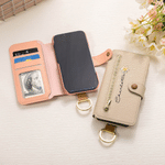 Personalised Birth Flower PU Leather Flip Wallet iPhone Case with Name Birthday Christmas Gift for Family Friend 1