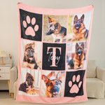 Personalisierte mehrfarbige 6 Hund Katze Fotos weiche Decke mit Pfotenmuster Namen Initiale Geburtstag Geschenk für Tierliebhaber Haustierbesitzer 3
