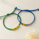 Personalized Macaron Bubble Letter Sterling Silver Adjustable Rope Bracelet with Name Birthday Christmas Gift for Friends Family 4