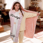 Personalised Soft Watercolor Photo Multi-Size Hooded Blanket with Name Daily Use Birthday Christmas Gift for Best Friends Sisters Women 3