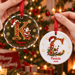 Personalised Santa Claus Christmas Hat Initial Circle Heart Shape Ornament with Name and Year Home Decor Christmas Gift for Family 1