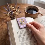 Personalized Pearl Effect Birth Flower Initial Magnetic PU Leather Bookmark Clip with Name Daily Use Birthday Gift for Bookworms Book Lovers 6