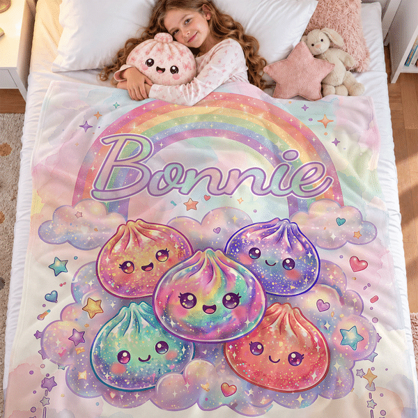 Manta suave personalizada con motivos de empanadillas de colores y nombre: regalo para baby shower, cumpleaños o Navidad para niñas recién nacidas