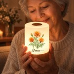 Personalized Birth Flower Rechargeable Dimmable Touch Control LED Night Light with Name Bedroom Decor Birthday Gift for Mom Wife Woman 4