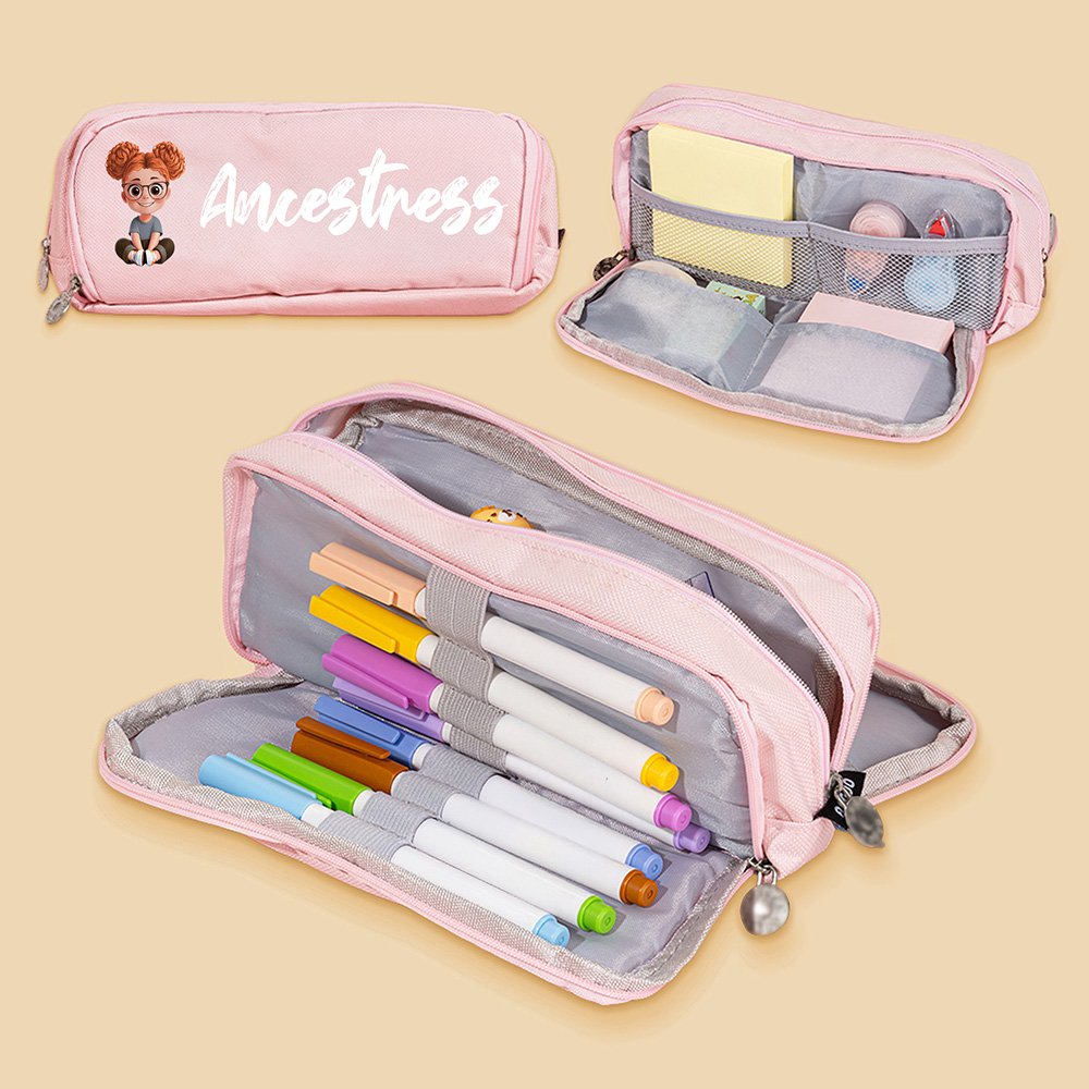 Trousse à crayons personnalisée à trois compartiments avec personnage de dessin animé en 3D et prénom – Fournitures scolaires – Cadeau de rentrée scolaire ou d’anniversaire pour enfants 9